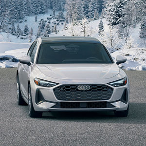 Front view of the 2025 Audi A5 in a snowy environment